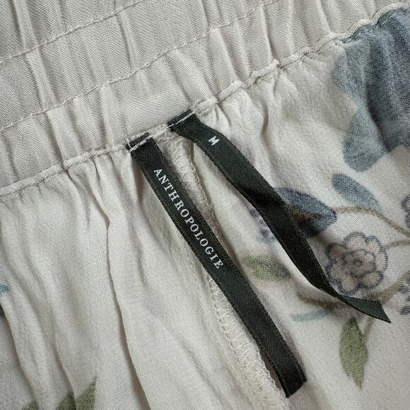 Anthropologie Pants Womens Medium White Floral Printed Pull On Bohemian Wide Leg - Picture 4 of 12